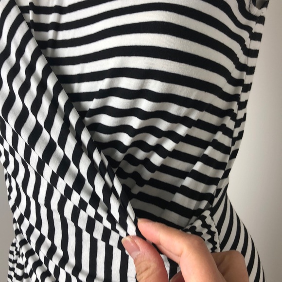 Dorothy Perkins Black/White Striped Jersey Wrap Dress Size 6/M - Picture 6 of 11
